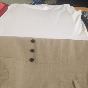 White tank top and brown dress